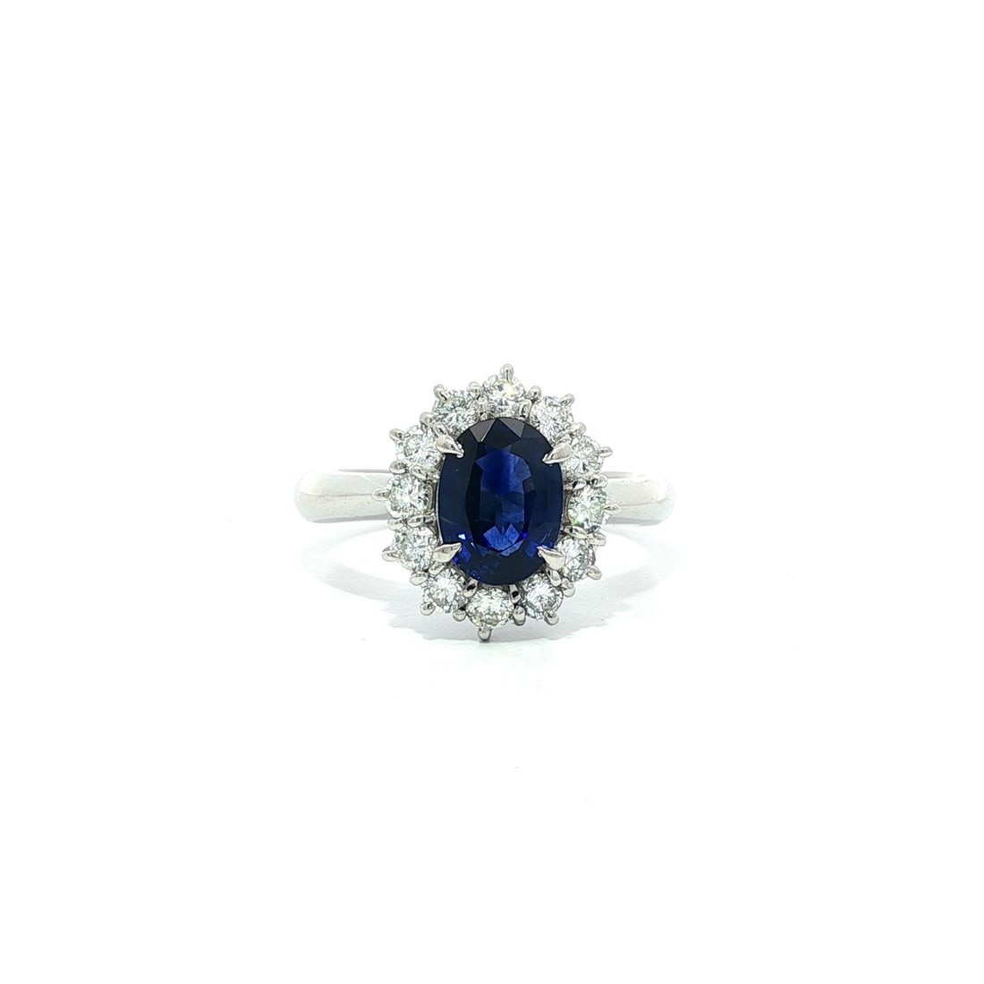 GIA Certified 1.92ctw Royal Blue Ceylon Sapphire Diamond Halo Ring in Platinum (1 of 13)