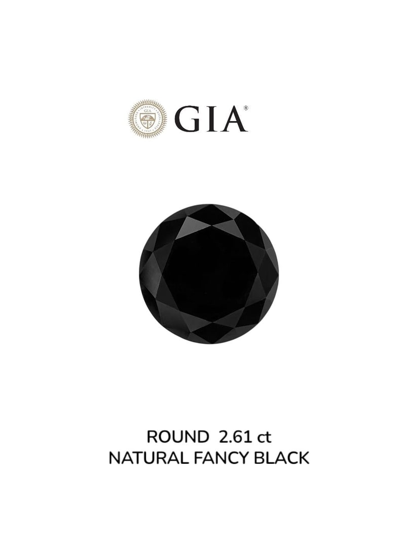 Loose Diamond - ROUND 2.61ct Fancy Black VVS2: Loose Diamond - ROUND 2.61ct Fancy Black VVS2 Source: Natural Shape: ROUND Carats: 2.61 Color: Fancy Black Certification: GIA Video: