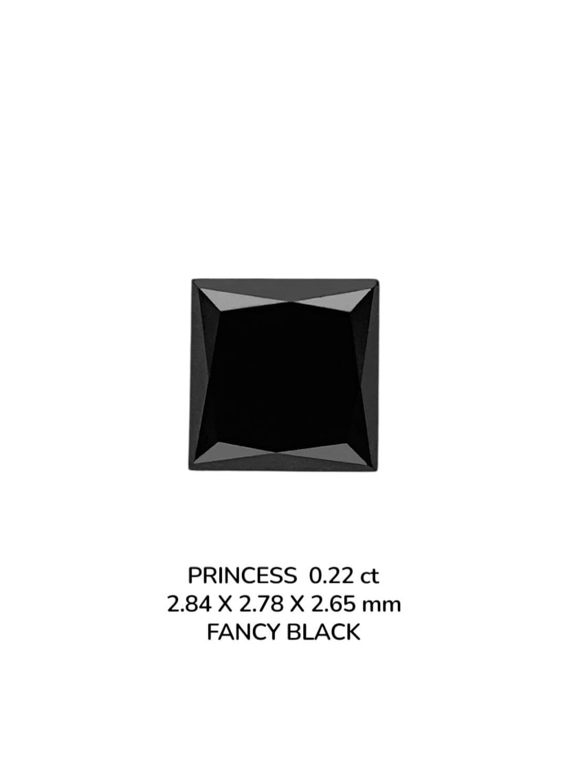 Loose Diamond - PRINCESS 0.22ct Fancy Black VVS2: Loose Diamond - PRINCESS 0.22ct Fancy Black VVS2 Source: Natural Shape: PRINCESS Carats: 0.22 Color: Fancy Black Certification: NONE PLEASE NOTE: Framed, Large, or heavy items do not have shipping cos