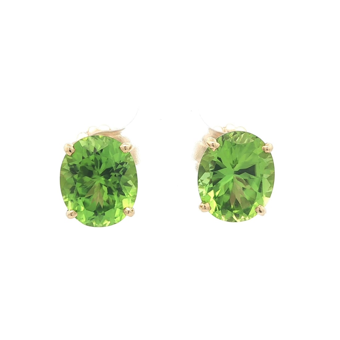 Oval Green Peridot Earrings in 14k Yellow Gold 8 Carat Total Weight (1 of 8)