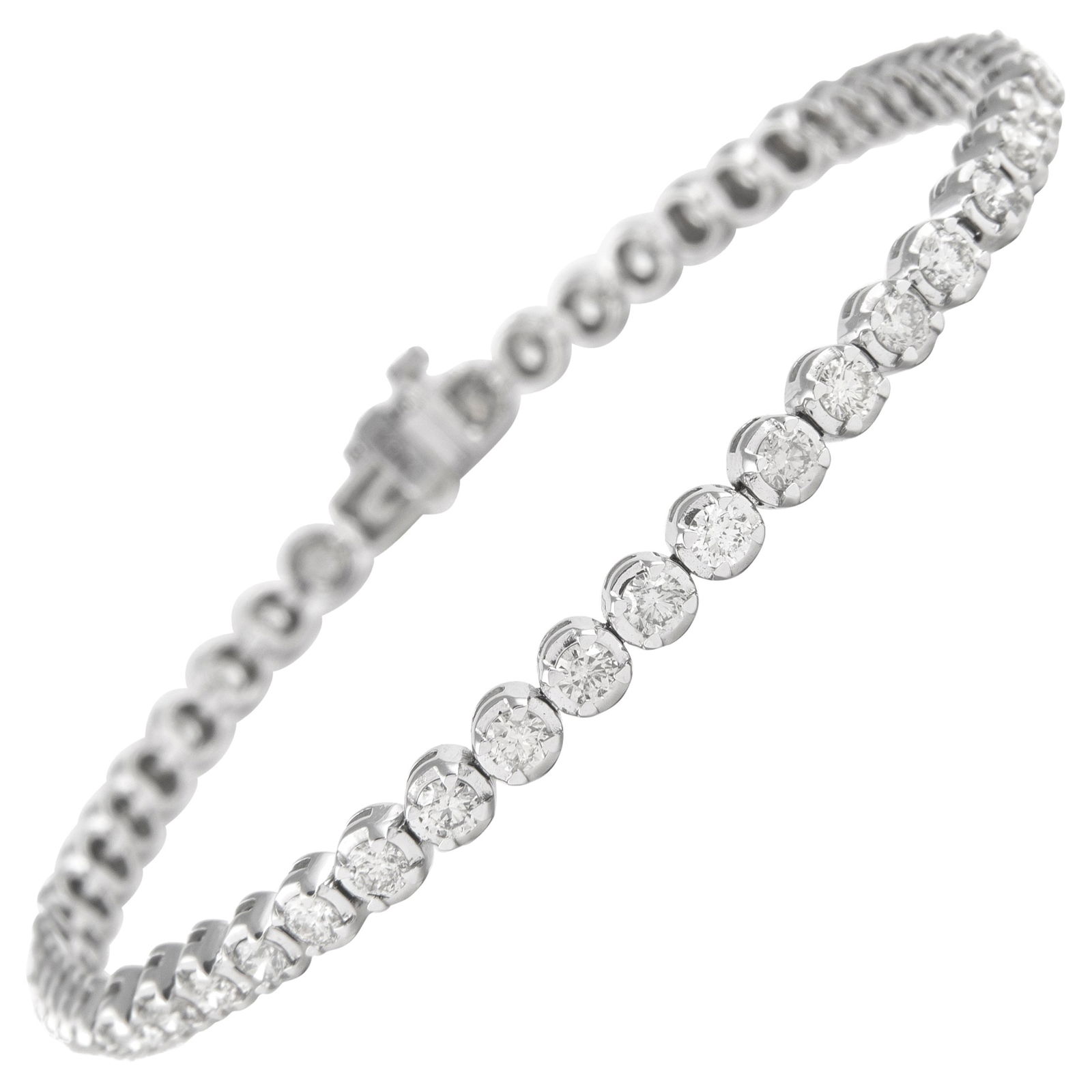 3.80ct Diamond Tennis Bracelet 14k White Gold Modern Design (1 of 4)