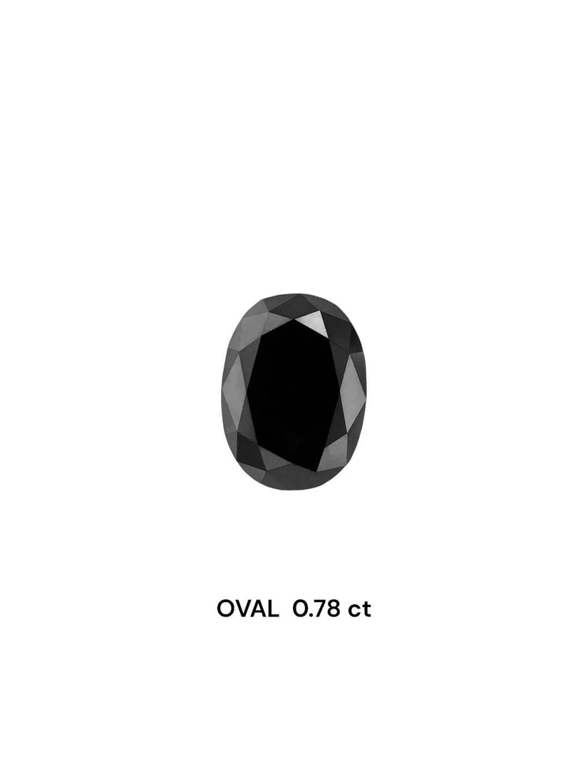 Loose Diamond - OVAL 0.78ct Fancy Black VVS2: Loose Diamond - OVAL 0.78ct Fancy Black VVS2 Source: Natural Shape: OVAL Carats: 0.78 Color: Fancy Black Certification: NONE Video: