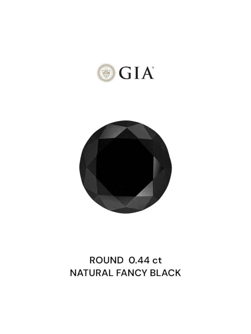 Loose Diamond - ROUND 0.44ct Fancy Black VVS2: Loose Diamond - ROUND 0.44ct Fancy Black VVS2 Source: Natural Shape: ROUND Carats: 0.44 Color: Fancy Black Certification: GIA PLEASE NOTE: Framed, Large, or heavy items do not have shipping costs incl