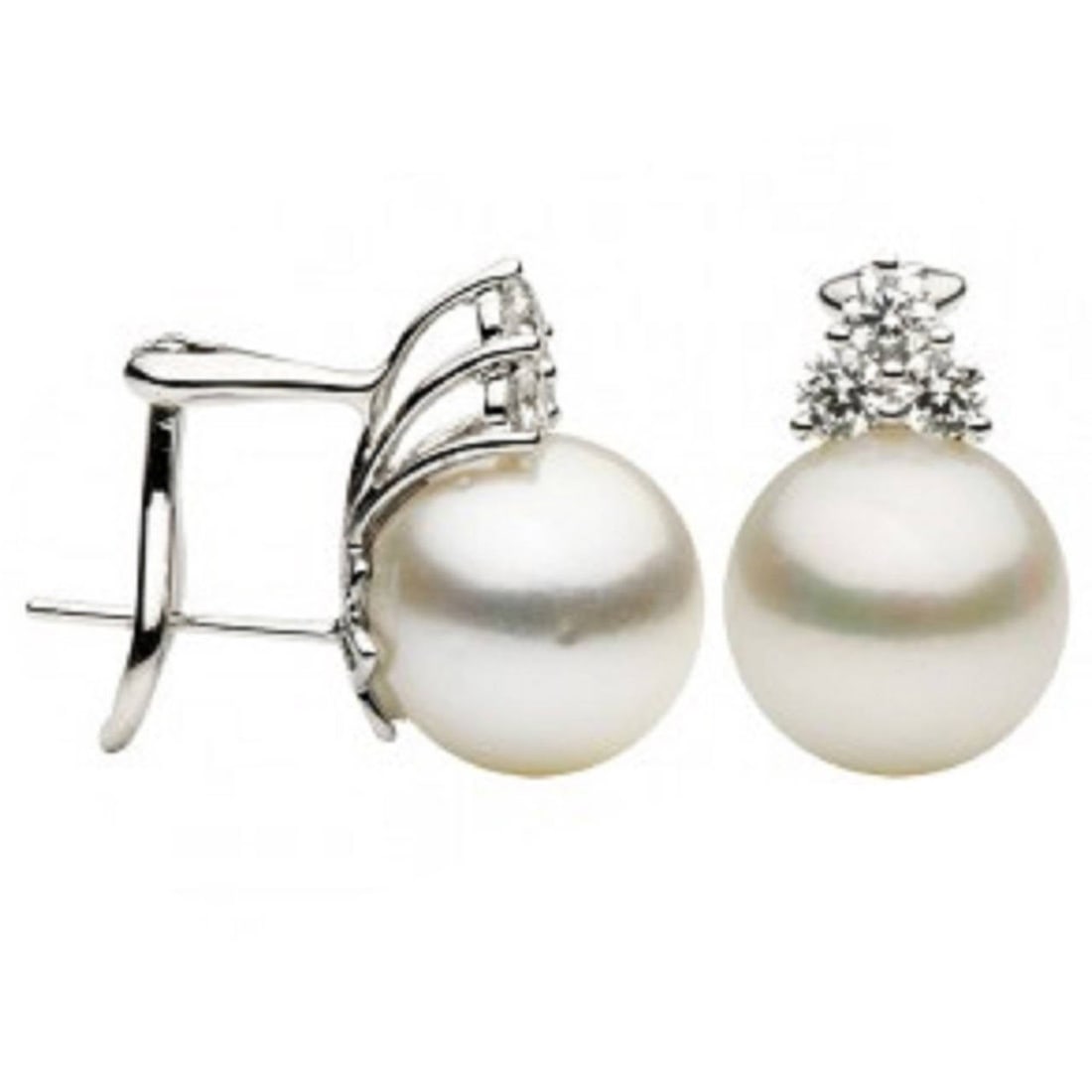 Harbor Diamonds South Sea Pearl Diamond Earrings 0.60 Carats 18K White Gold (1 of 6)