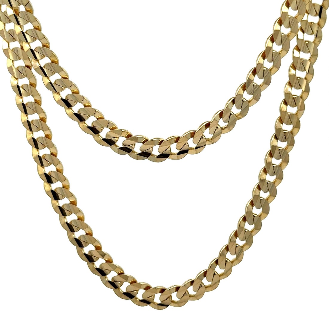 Italian 14k Yellow Gold 22 Inch Cuban Curb Link Necklace: Italian 14k Yellow Gold 22 Inch Cuban Curb Link Necklace This stunning Italian 14k Yellow Gold Cuban Curb Link Chain Necklace showcases a luxurious design that is perfect for both casual and formal oc