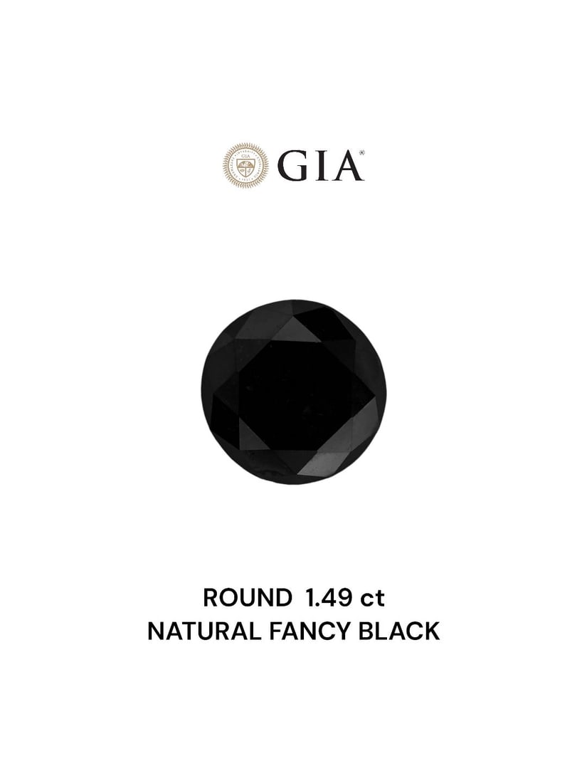 Loose Diamond - ROUND 1.49ct Fancy Black VVS2: Loose Diamond - ROUND 1.49ct Fancy Black VVS2 Source: Natural Shape: ROUND Carats: 1.49 Color: Fancy Black Certification: GIA Video: