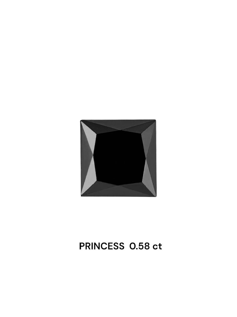 Loose Diamond - PRINCESS 0.58ct Fancy Black VVS2: Loose Diamond - PRINCESS 0.58ct Fancy Black VVS2 Source: Natural Shape: PRINCESS Carats: 0.58 Color: Fancy Black Certification: NONE Video: