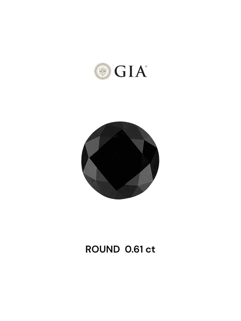Loose Diamond - ROUND 0.61ct Fancy Black VVS2: Loose Diamond - ROUND 0.61ct Fancy Black VVS2 Source: Natural Shape: ROUND Carats: 0.61 Color: Fancy Black Certification: GIA Video: