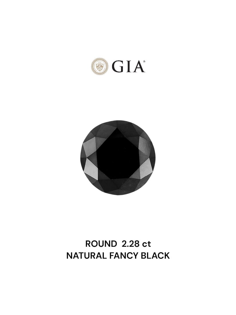 Loose Diamond - ROUND 2.28ct Fancy Black VVS2: Loose Diamond - ROUND 2.28ct Fancy Black VVS2 Source: Natural Shape: ROUND Carats: 2.28 Color: Fancy Black Certification: GIA Video: