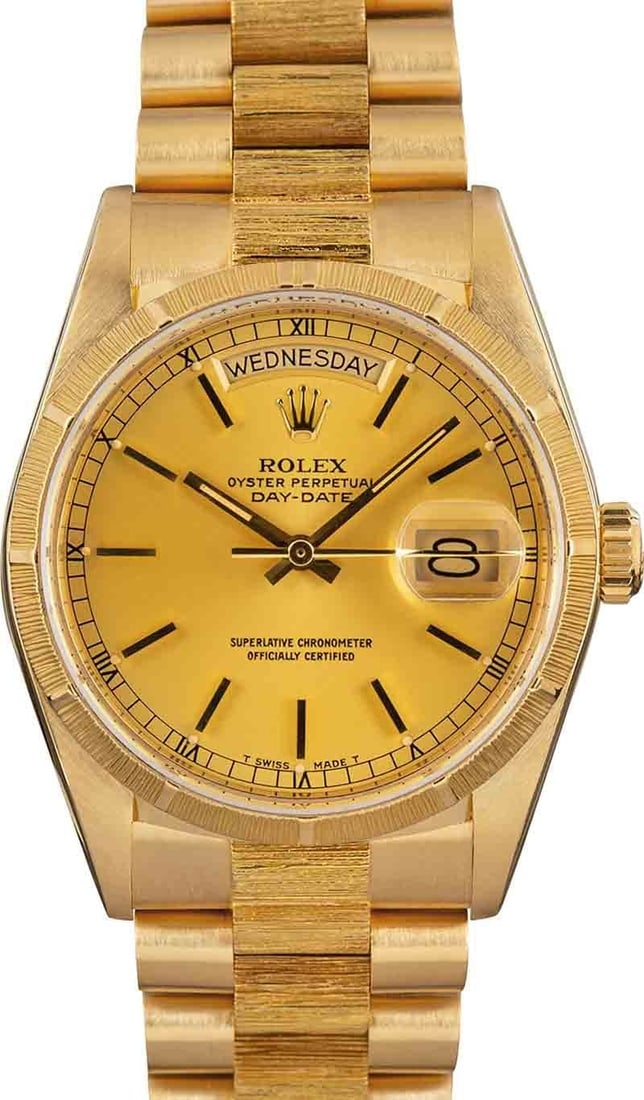 1983 Day-Date Bark Gold Dial President Bracelet Ref 18078 with Documents (1 of 5)