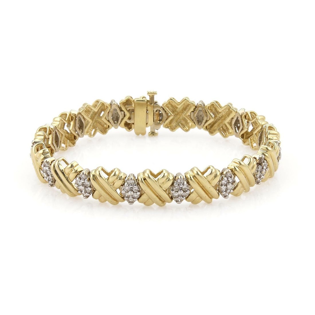 Vintage 2.75ct Diamond 14k Two Tone Gold Bracelet with Slide Clasp (1 of 4)