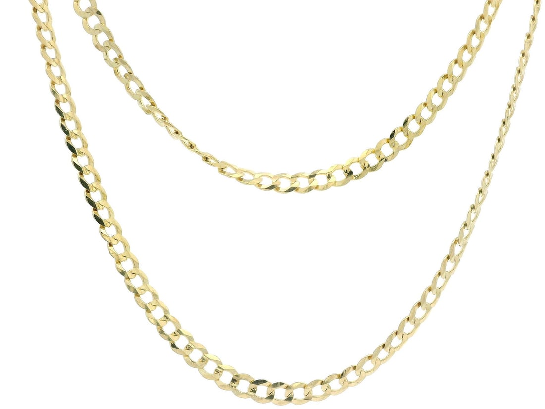 14k Yellow Gold 18 Inch Curb Cuban Link Necklace Lobster Claw (1 of 5)