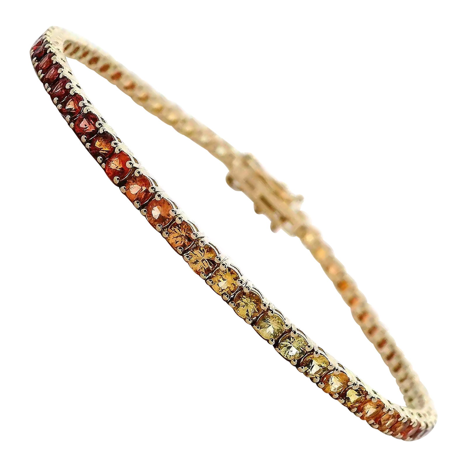 6.04ct Yellow-Orange Sapphire Tennis Bracelet in 14k Gold (1 of 4)