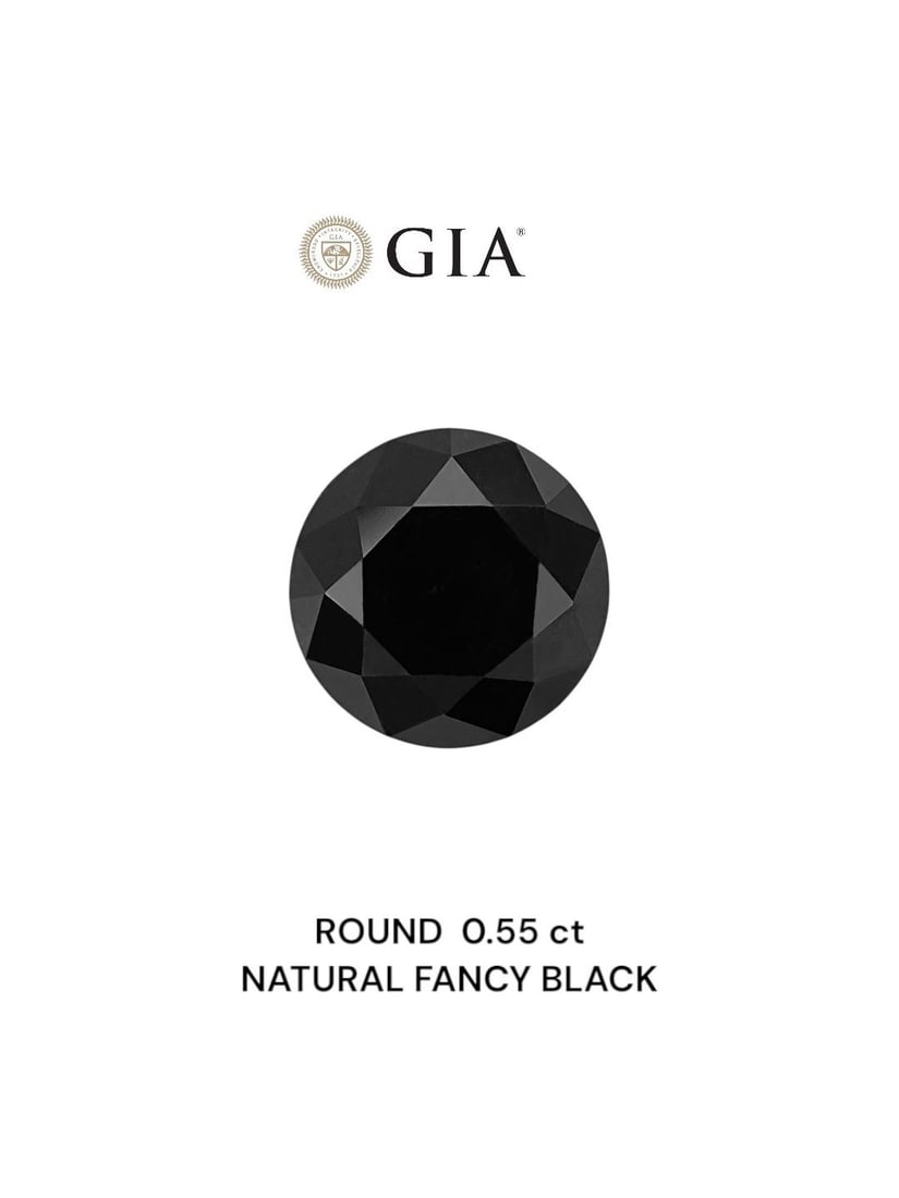 Loose Diamond - ROUND 0.55ct Fancy Black VVS2: Loose Diamond - ROUND 0.55ct Fancy Black VVS2 Source: Natural Shape: ROUND Carats: 0.55 Color: Fancy Black Certification: GIA Video: