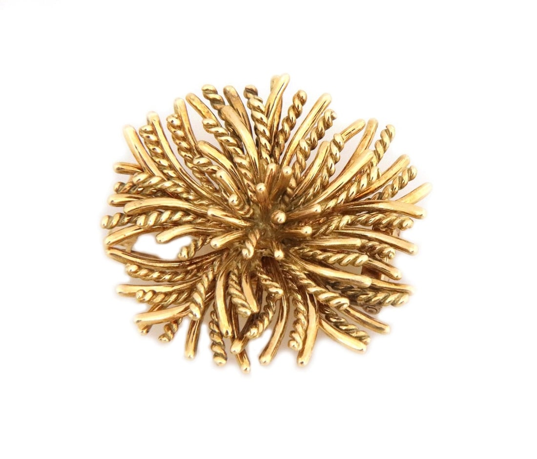 Tiffany & Co. Vintage 18k Yellow Gold Floral Cable Wire Brooch (1 of 6)
