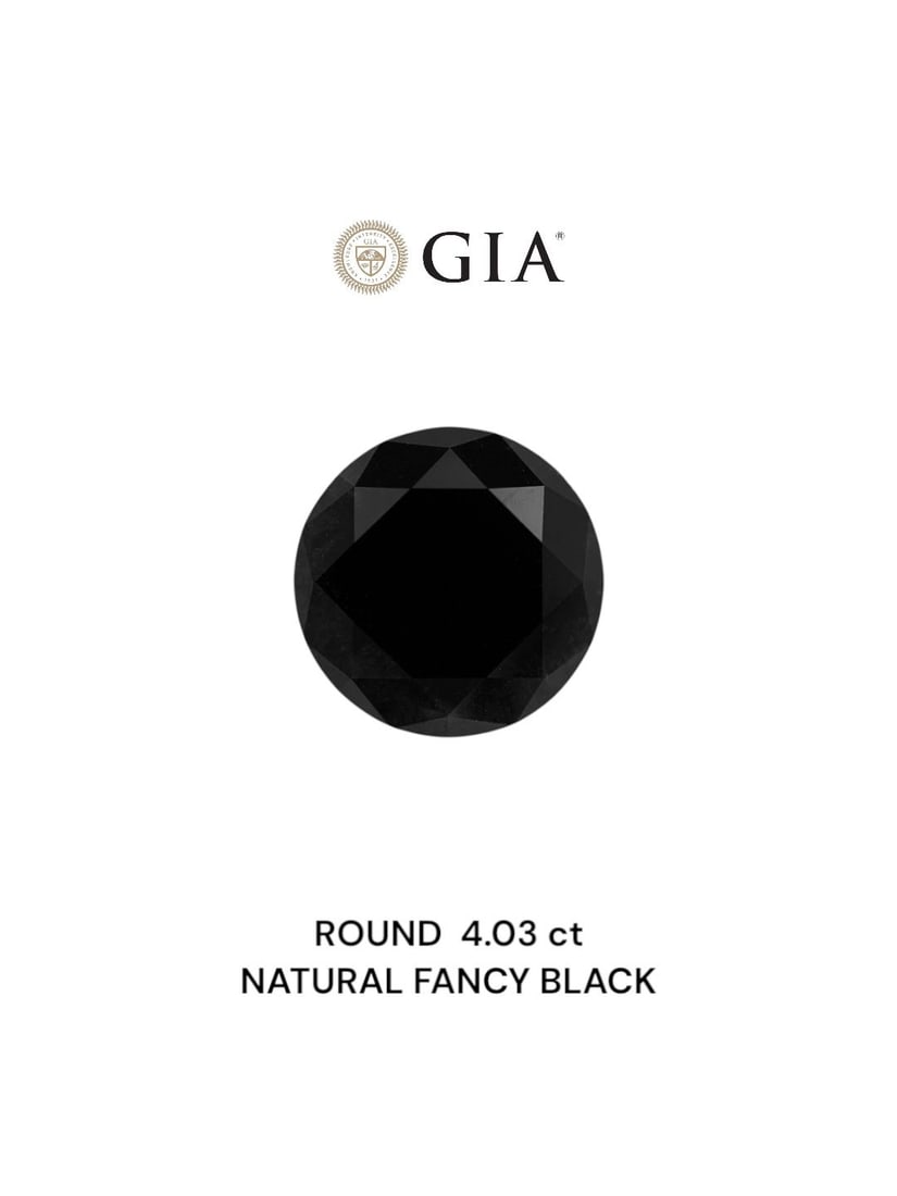 Loose Diamond - ROUND 4.03ct Fancy Black VVS2: Loose Diamond - ROUND 4.03ct Fancy Black VVS2 Source: Natural Shape: ROUND Carats: 4.03 Color: Fancy Black Certification: GIA Video:
