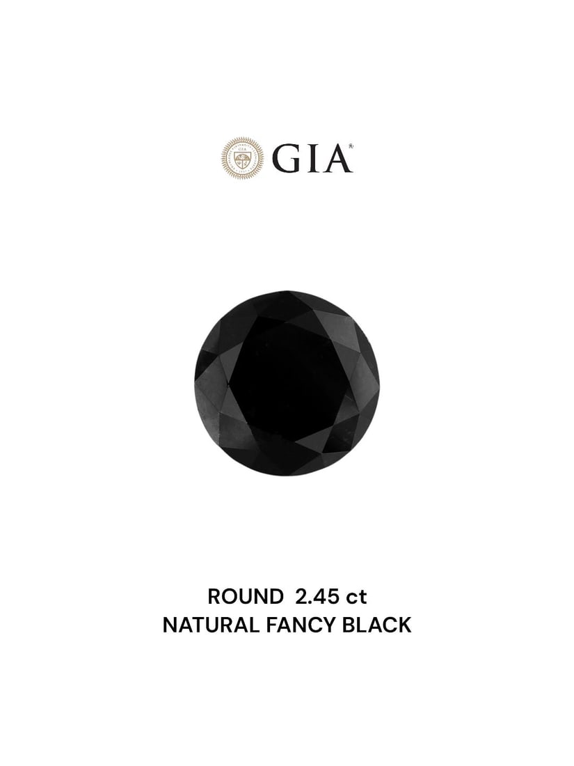 Loose Diamond - ROUND 2.45ct Fancy Black VVS2: Loose Diamond - ROUND 2.45ct Fancy Black VVS2 Source: Natural Shape: ROUND Carats: 2.45 Color: Fancy Black Certification: GIA Video:
