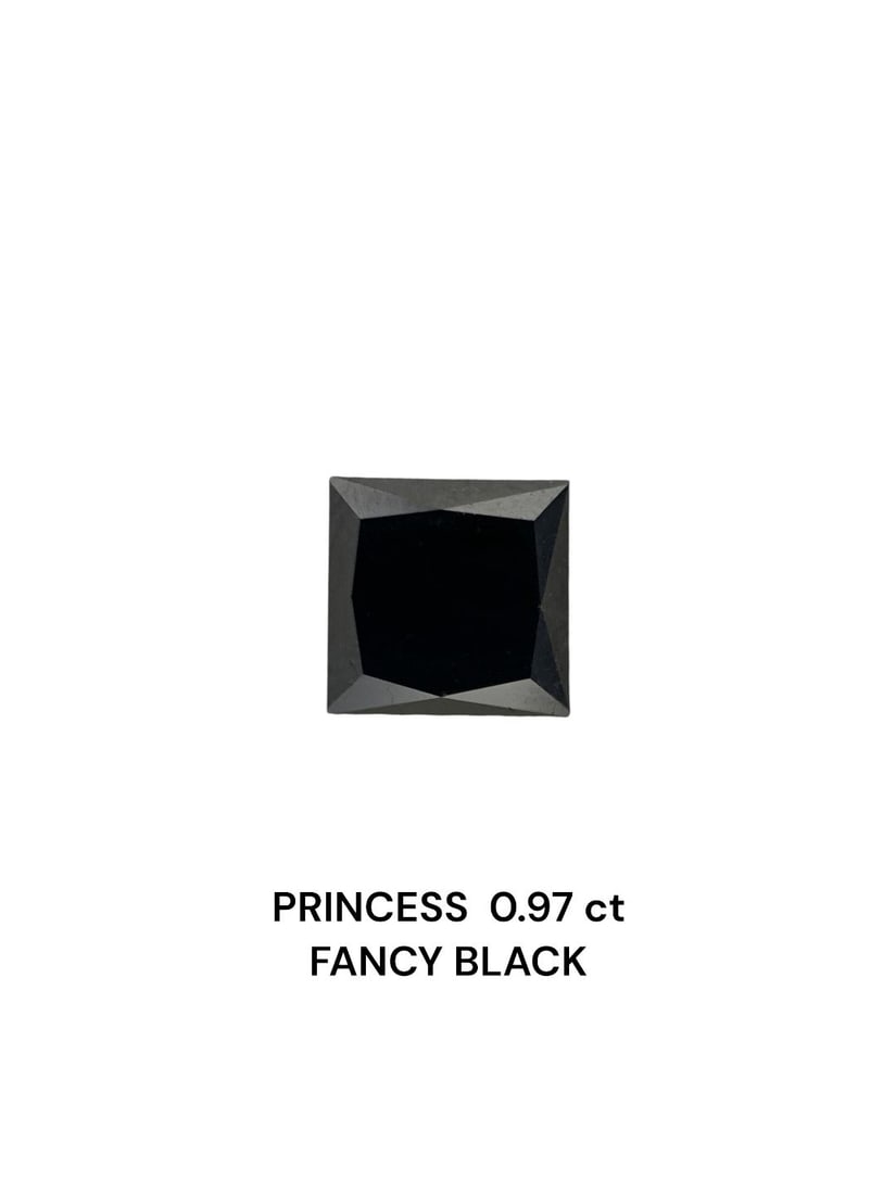 Loose Diamond - PRINCESS 0.97ct Fancy Black VVS2: Loose Diamond - PRINCESS 0.97ct Fancy Black VVS2 Source: Natural Shape: PRINCESS Carats: 0.97 Color: Fancy Black Certification: NONE Video: