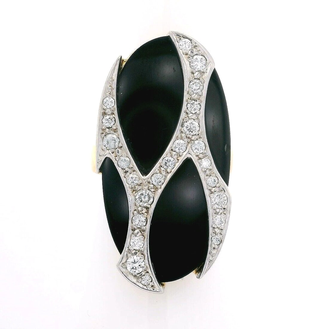Vintage 17k Gold Black Onyx Diamond Cocktail Ring 6.5 (1 of 8)