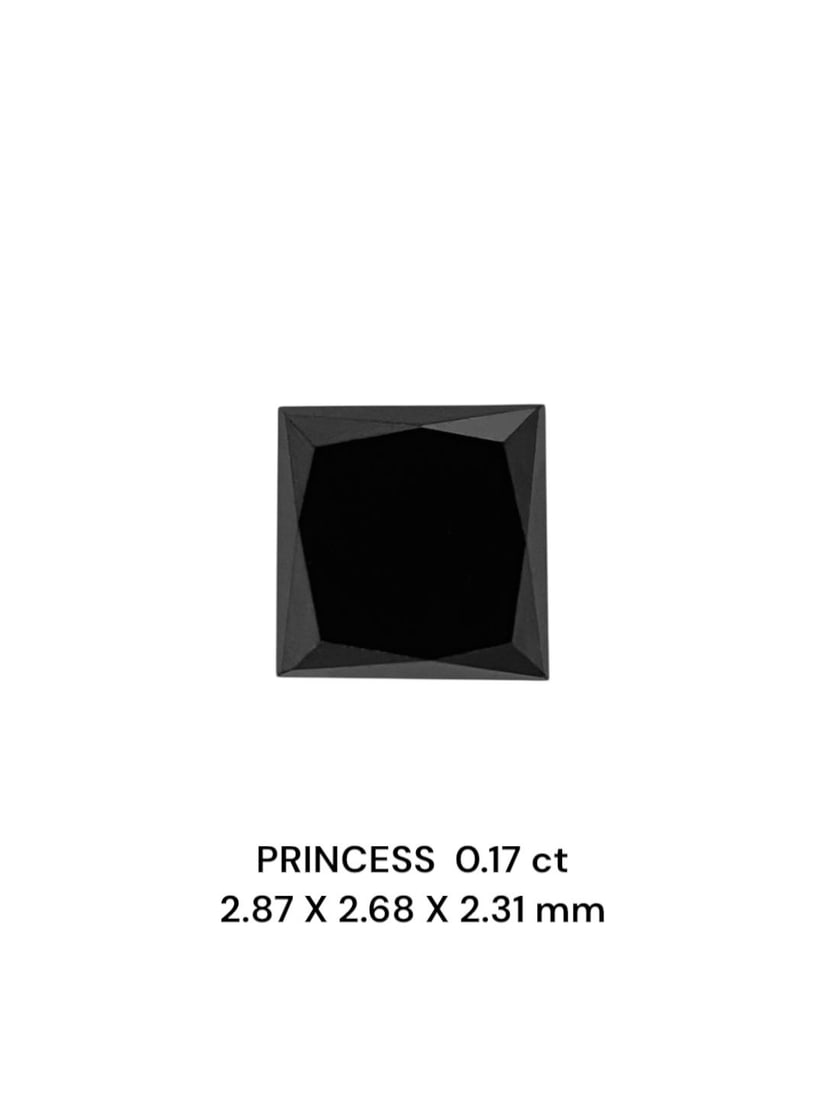 Loose Diamond - PRINCESS 0.17ct Fancy Black VVS2: Loose Diamond - PRINCESS 0.17ct Fancy Black VVS2 Source: Natural Shape: PRINCESS Carats: 0.17 Color: Fancy Black Certification: NONE PLEASE NOTE: Framed, Large, or heavy items do not have shipping cos