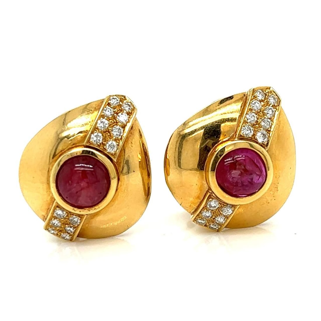 Elegant 18K Yellow Gold Ruby Diamond Earrings 2.25 Ct Rubies 0.70 Ct Diamonds (1 of 3)