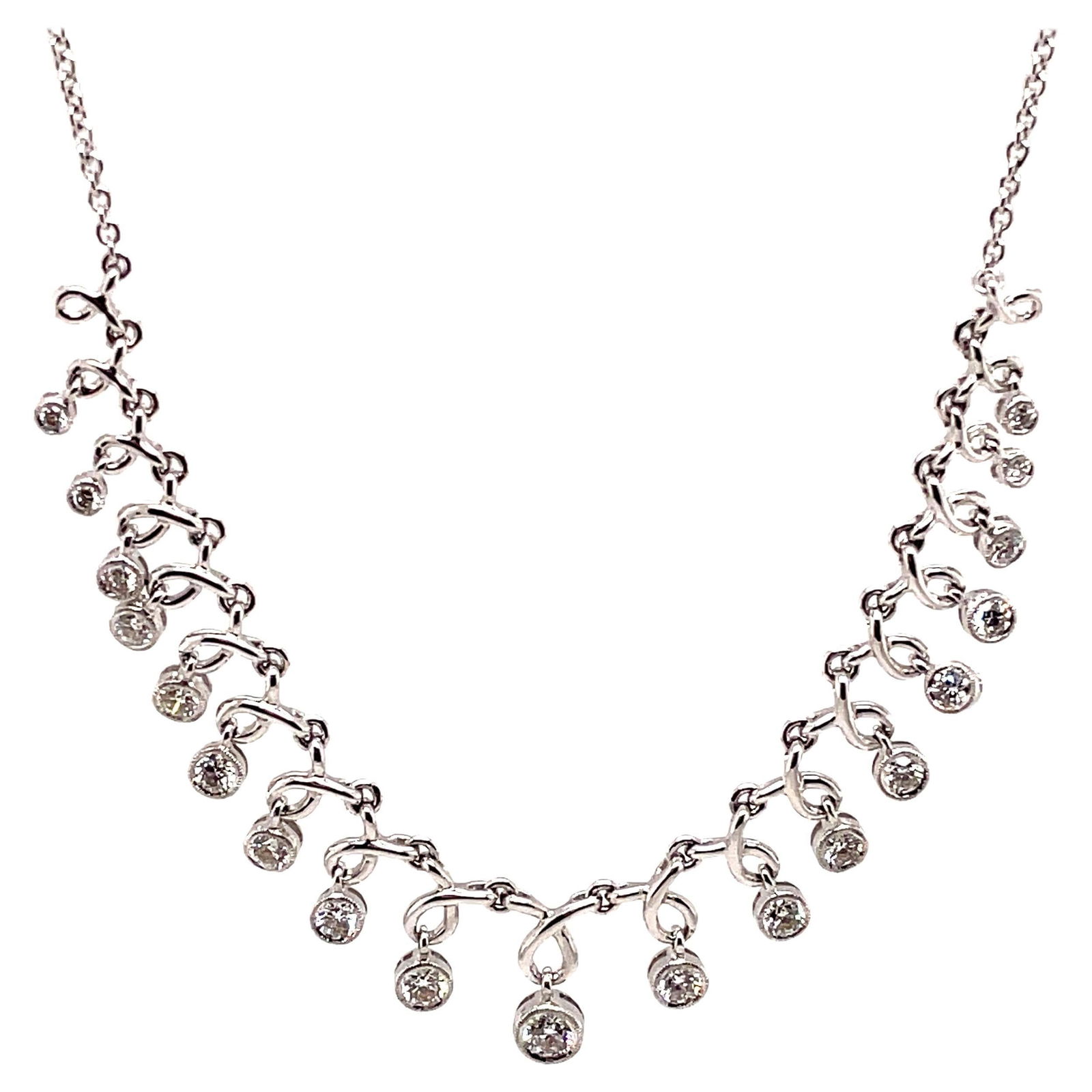 1.24ct Bezel Set Diamond Necklace in 18k White Gold (1 of 5)