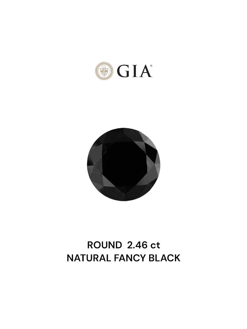 Loose Diamond - ROUND 2.46ct Fancy Black VVS2: Loose Diamond - ROUND 2.46ct Fancy Black VVS2 Source: Natural Shape: ROUND Carats: 2.46 Color: Fancy Black Certification: GIA Video: