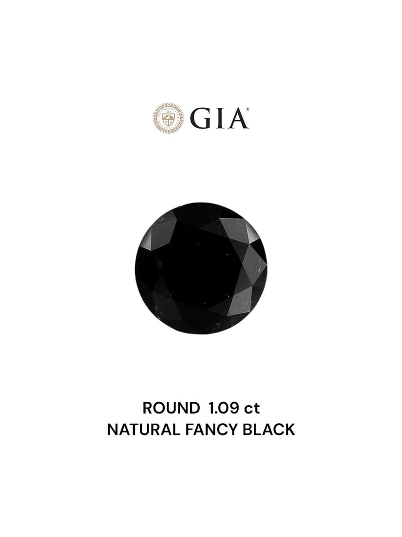Loose Diamond - ROUND 1.09ct Fancy Black VVS2: Loose Diamond - ROUND 1.09ct Fancy Black VVS2 Source: Natural Shape: ROUND Carats: 1.09 Color: Fancy Black Certification: GIA Video: