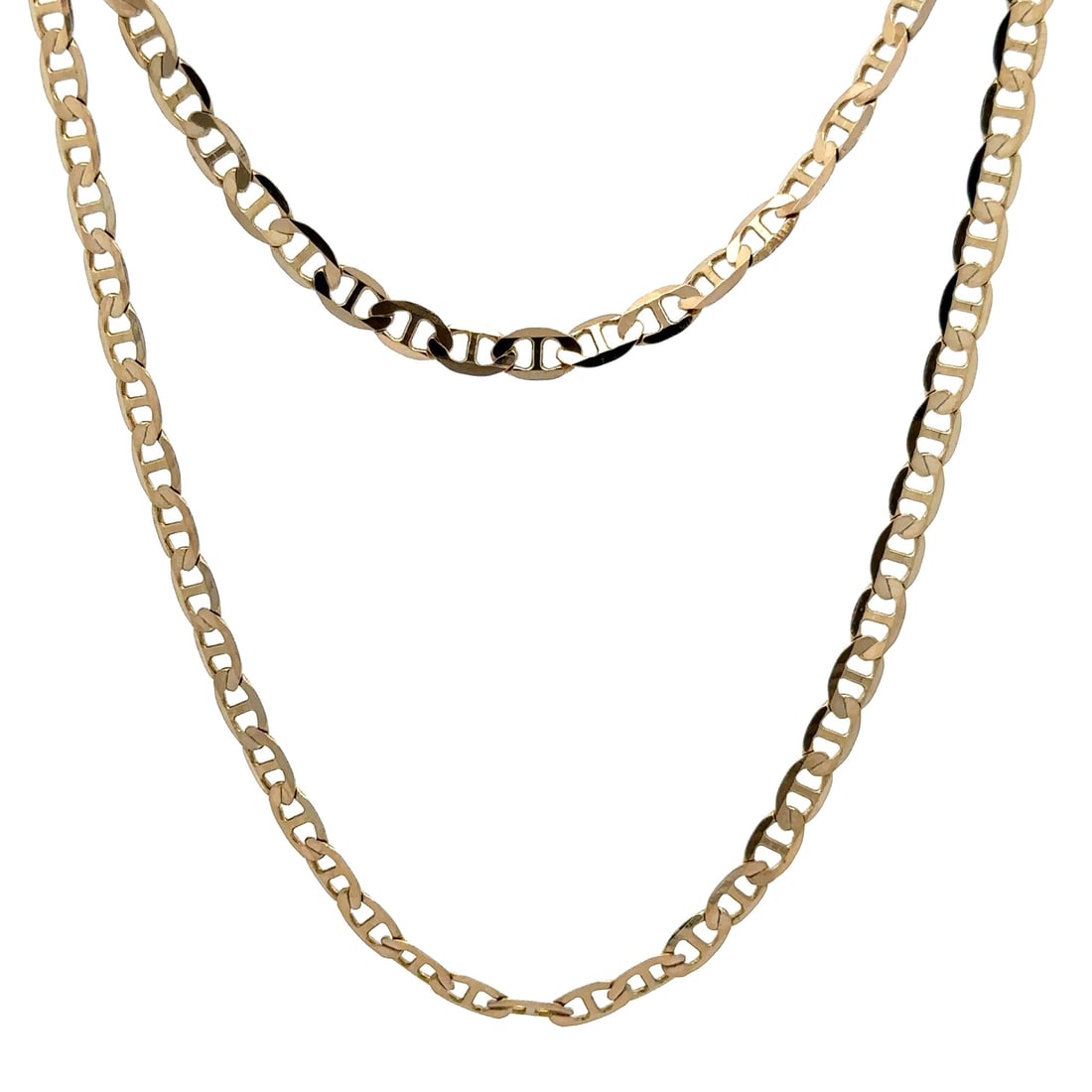 Italian 14k Yellow Gold 20 Inch Flat Mariner Link Chain Necklace (1 of 5)