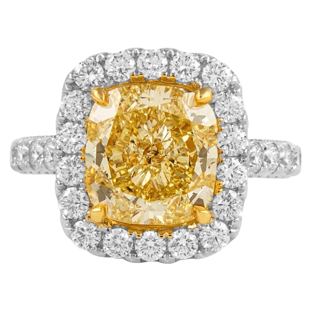 5.03ct Fancy Intense Yellow Diamond Ring 18k GIA Certified (1 of 6)