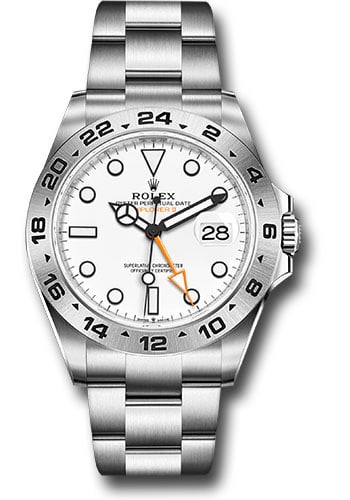 Rolex Explorer II Reference 226570 Oyster Bracelet White Dial with 2025 Green Card: Rolex Explorer II Reference 226570 Oyster Bracelet White Dial with 2025 Green Card This Rolex Explorer II features a striking white dial and is paired with a durable Oyster bracelet. The watch comes w