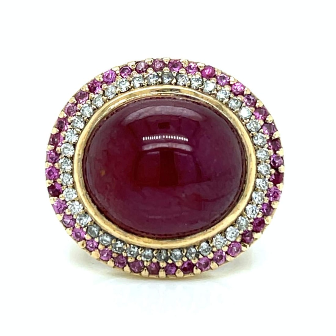 14K Yellow Gold Rubelite Diamond Pink Sapphire Ring 15.00 Ct (1 of 4)