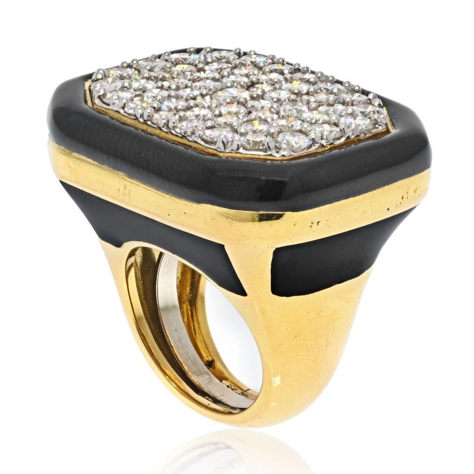 David Webb 6ct Diamond Cluster Statement Ring in Platinum and Yellow Gold (1 of 6)