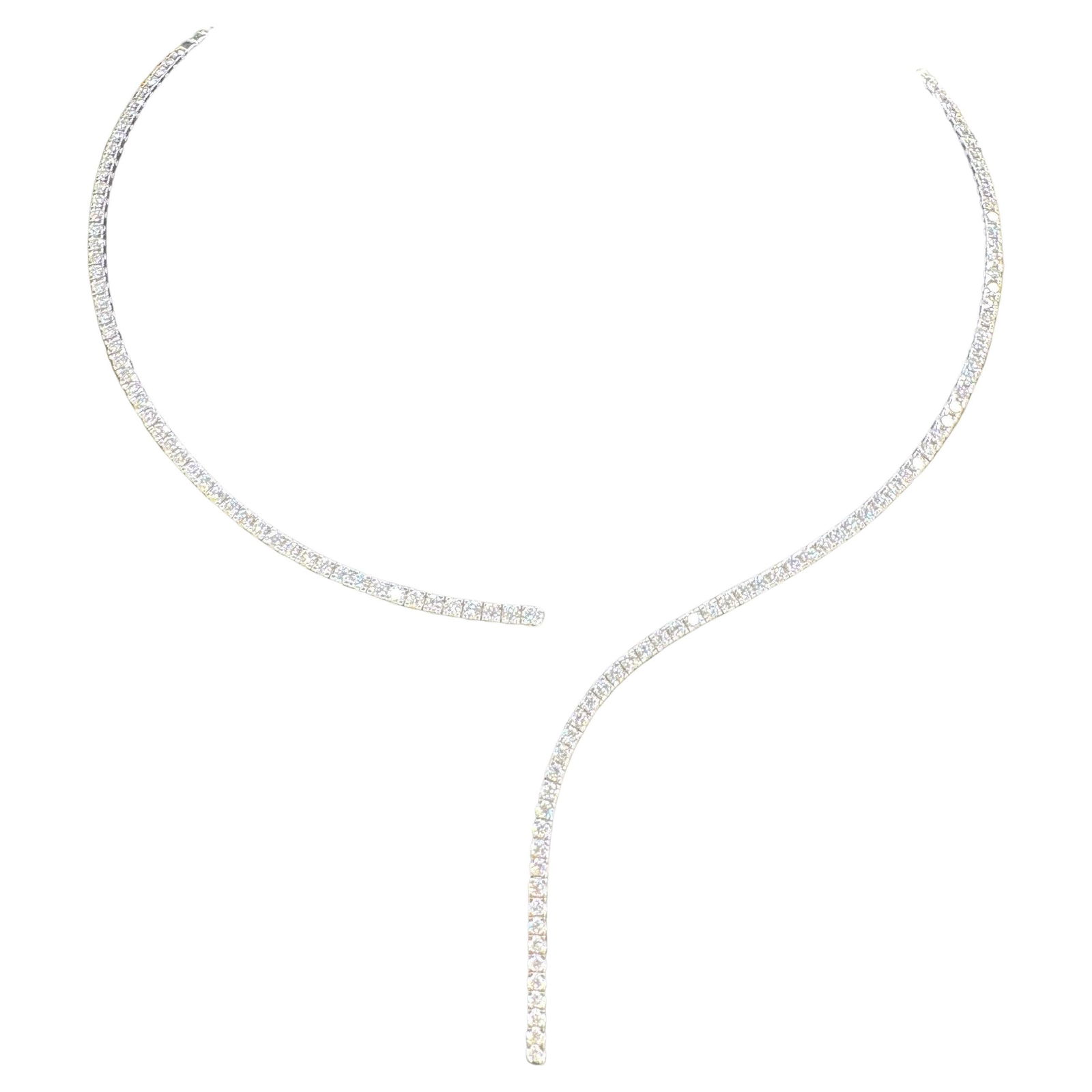 Harbor Diamonds Italian 18K White Gold Diamond Collar Necklace 4.55 Carats (1 of 13)
