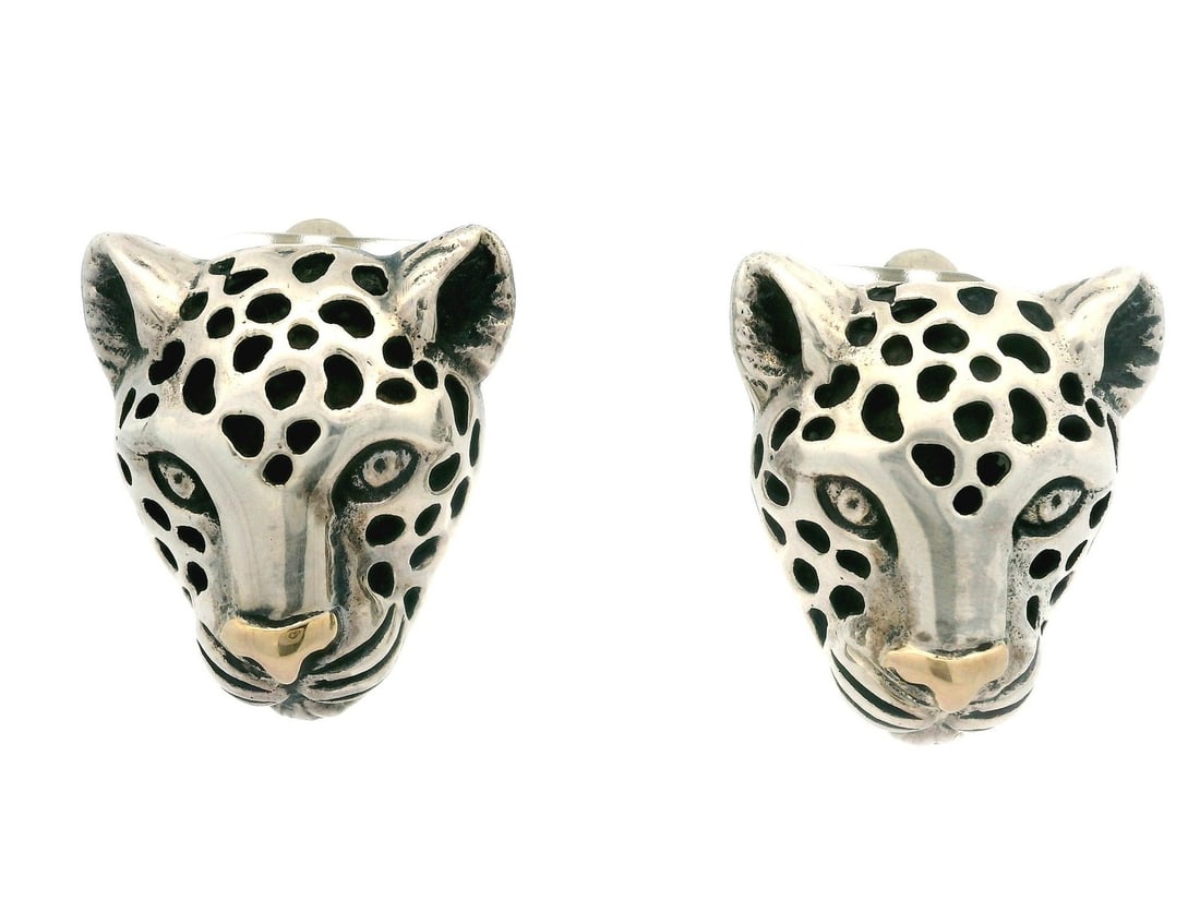 Dian Malouf Sterling Silver 14k Gold Leopard Clip On Earrings (1 of 10)