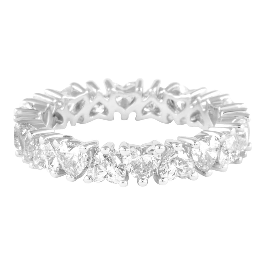 2.90ct Heart Diamond Eternity Band Platinum: 2.90ct Heart Diamond Eternity Band Platinum This exquisite 2.90 ct heart diamond eternity band features a stunning array of 20 heart brilliant diamonds, showcasing approximately D/E color and VVS1/VVS