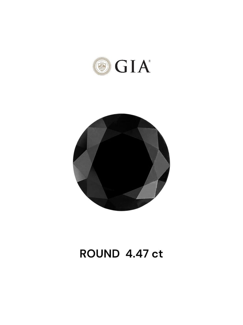 Loose Diamond - ROUND 4.47ct Fancy Black VVS2: Loose Diamond - ROUND 4.47ct Fancy Black VVS2 Source: Natural Shape: ROUND Carats: 4.47 Color: Fancy Black Certification: GIA Video: