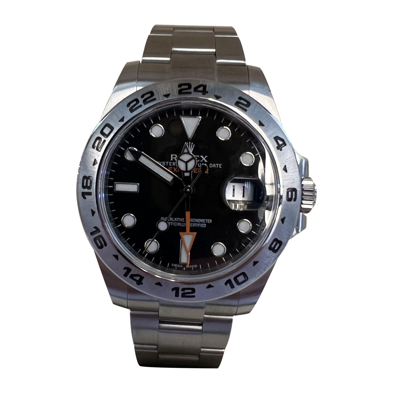 Rolex Explorer II Automatic Black Dial Stainless Steel 216570 with Box and Papers: Rolex Explorer II Automatic Black Dial Stainless Steel 216570 with Box and Papers The Rolex Explorer II is a contemporary timepiece known for its durability and precision. This watch features a robust