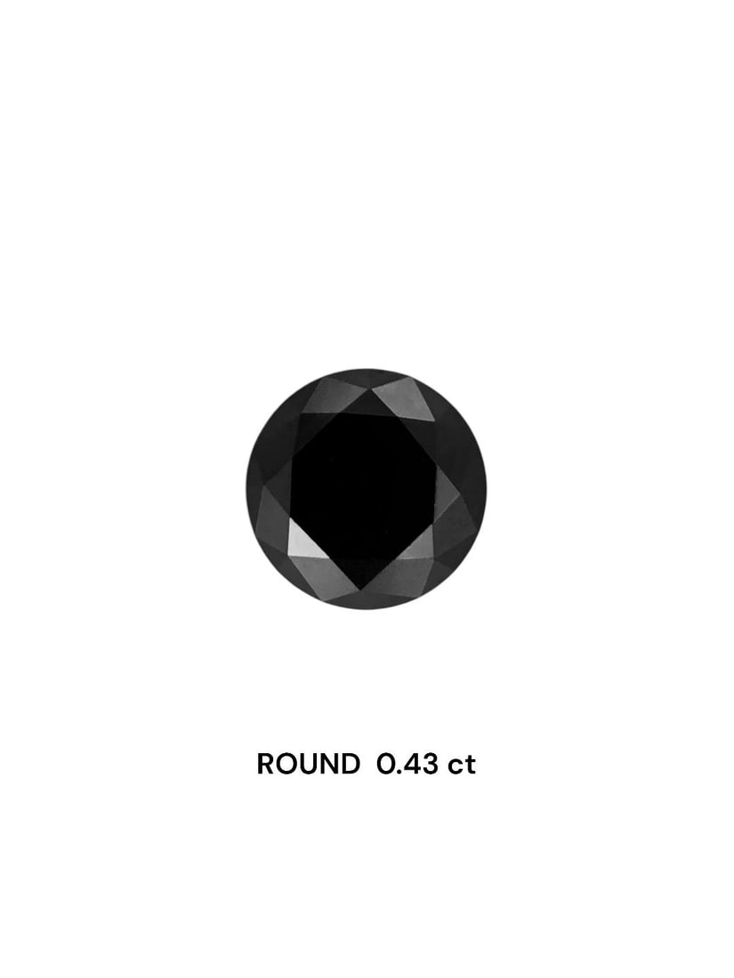 Loose Diamond - ROUND 0.43ct Fancy Black VVS2: Loose Diamond - ROUND 0.43ct Fancy Black VVS2 Source: Natural Shape: ROUND Carats: 0.43 Color: Fancy Black Certification: NONE Video: