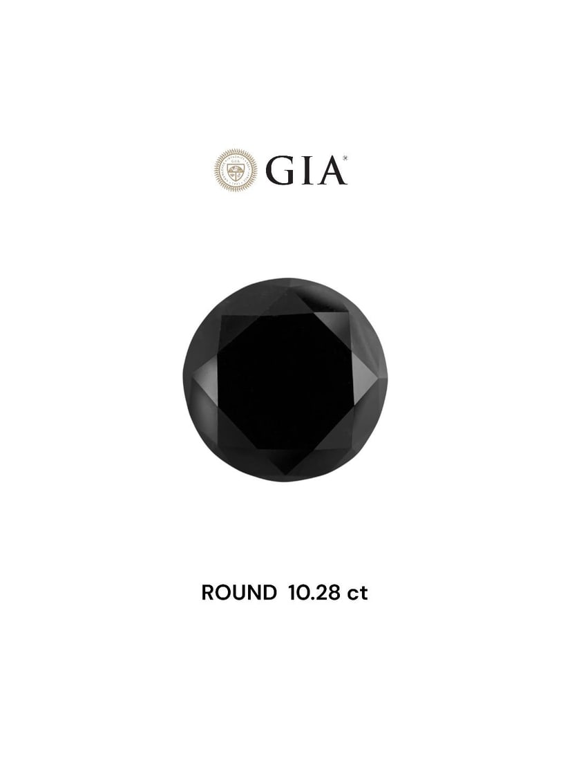 Loose Diamond - ROUND 10.28ct Fancy Black VVS2: Loose Diamond - ROUND 10.28ct Fancy Black VVS2 Source: Natural Shape: ROUND Carats: 10.28 Color: Fancy Black Certification: GIA Video: