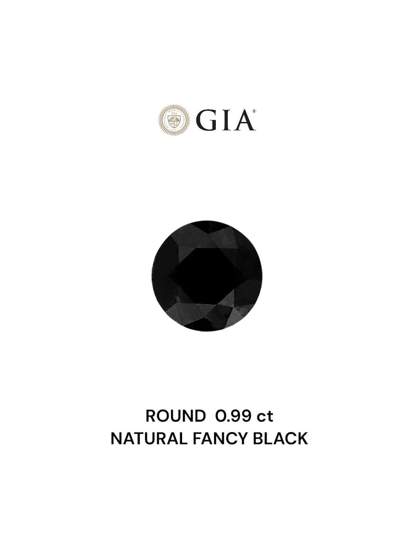 Loose Diamond - ROUND 0.99ct Fancy Black VVS2: Loose Diamond - ROUND 0.99ct Fancy Black VVS2 Source: Natural Shape: ROUND Carats: 0.99 Color: Fancy Black Certification: GIA Video: