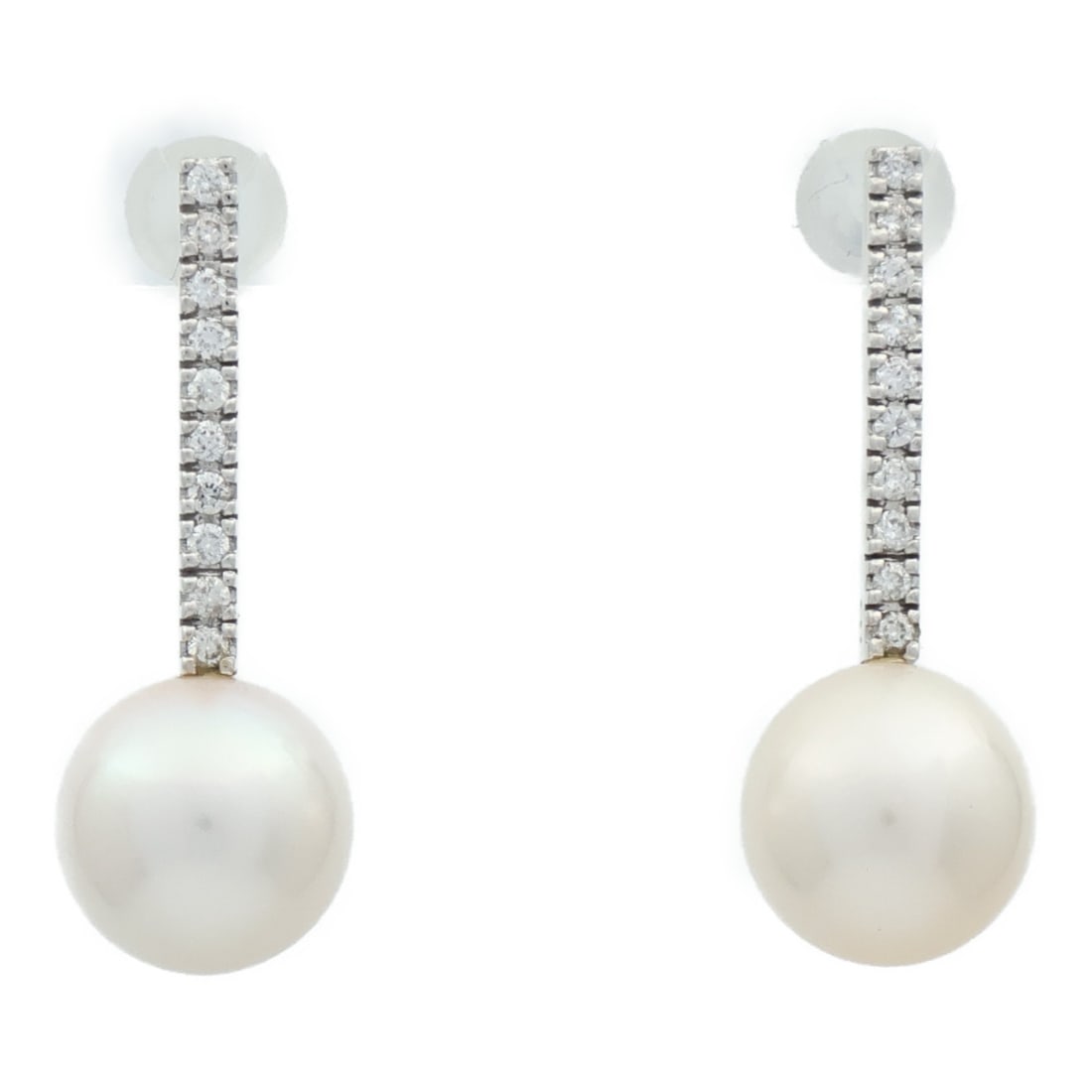 18K White Gold Pierced Earrings with Pearls and Diamonds (1 of 13)