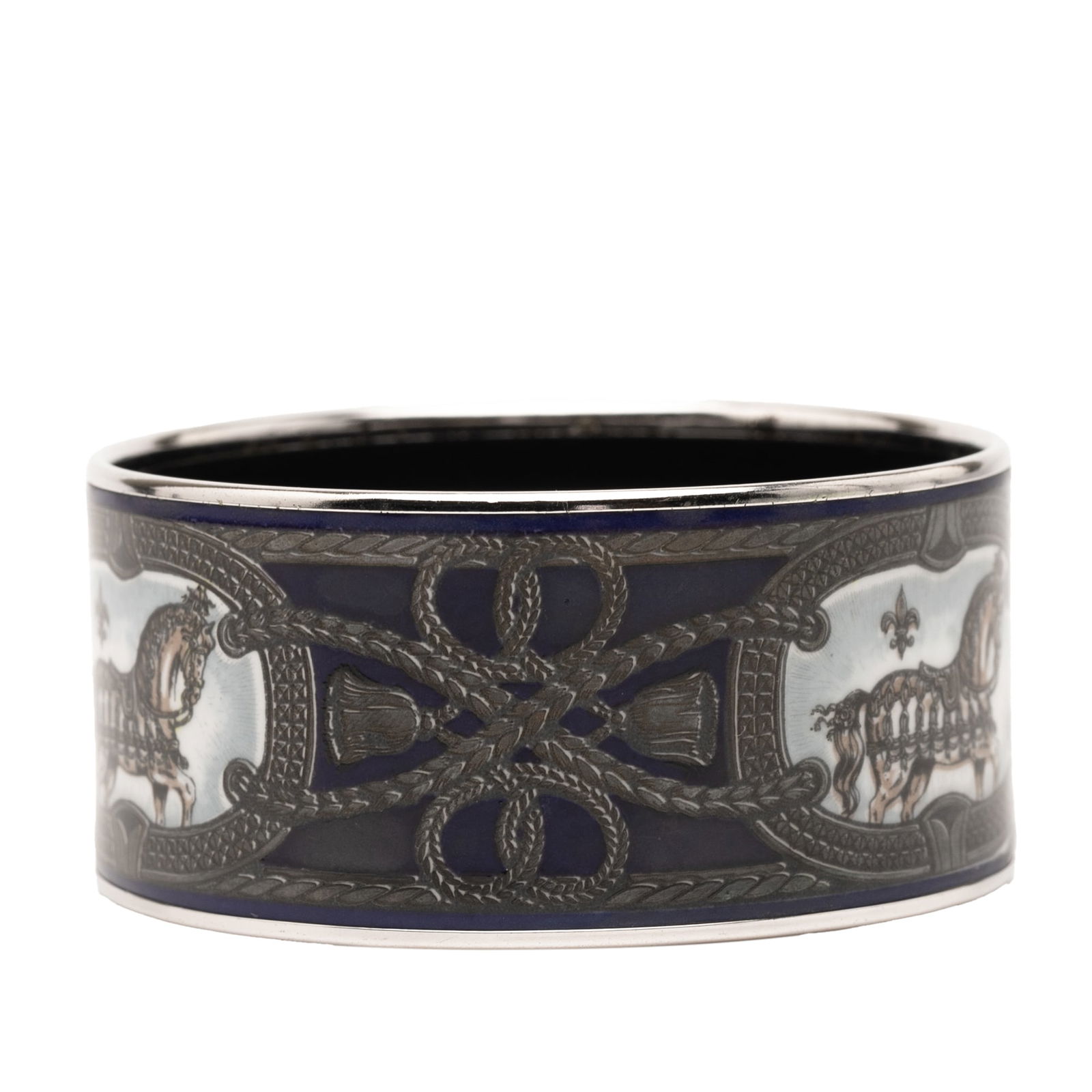 Hermes Extra Wide Grand Apparat Enamel Bangle Black (1 of 5)