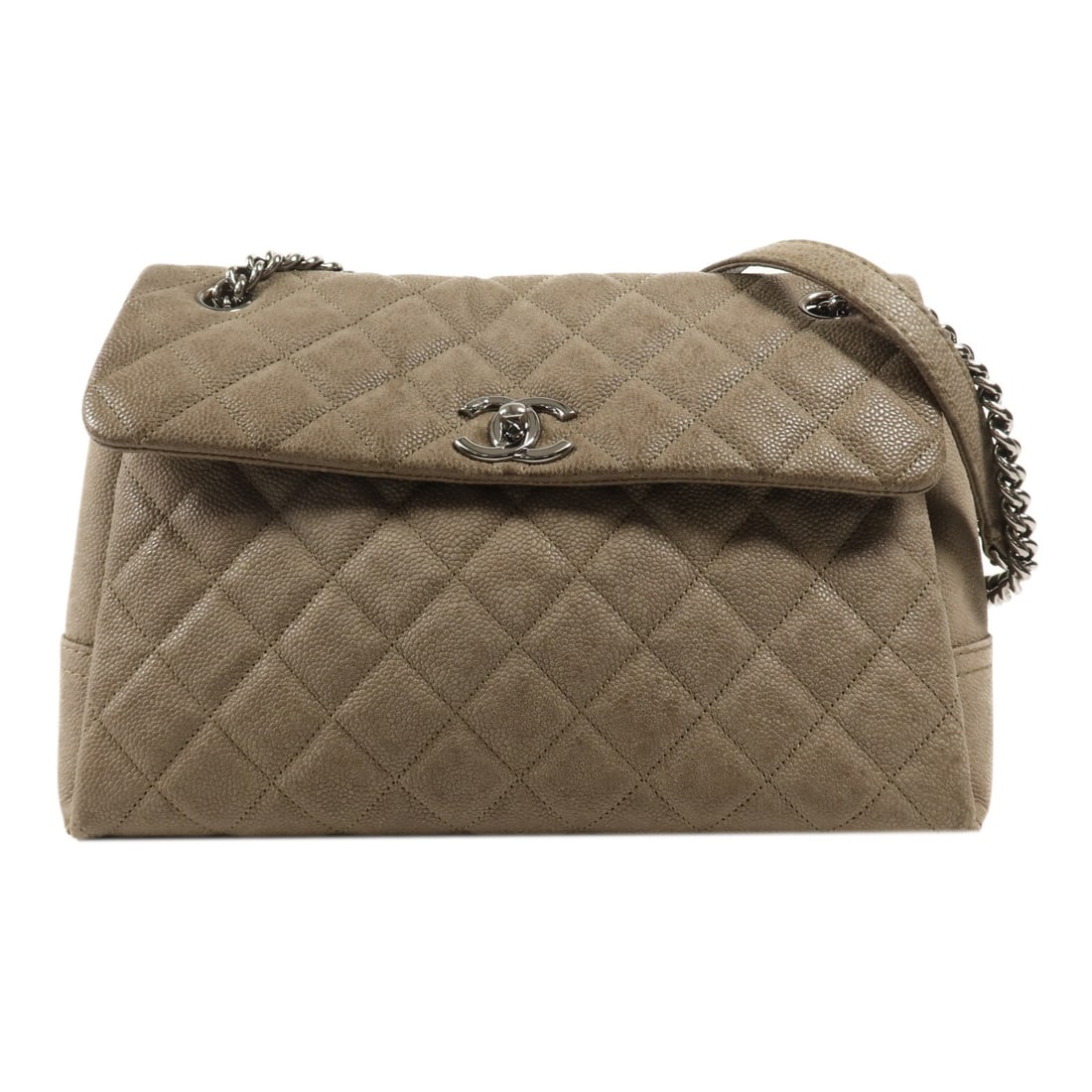 CHANEL Khaki Calfskin Leather Shoulder Bag with SHW (1 of 18)