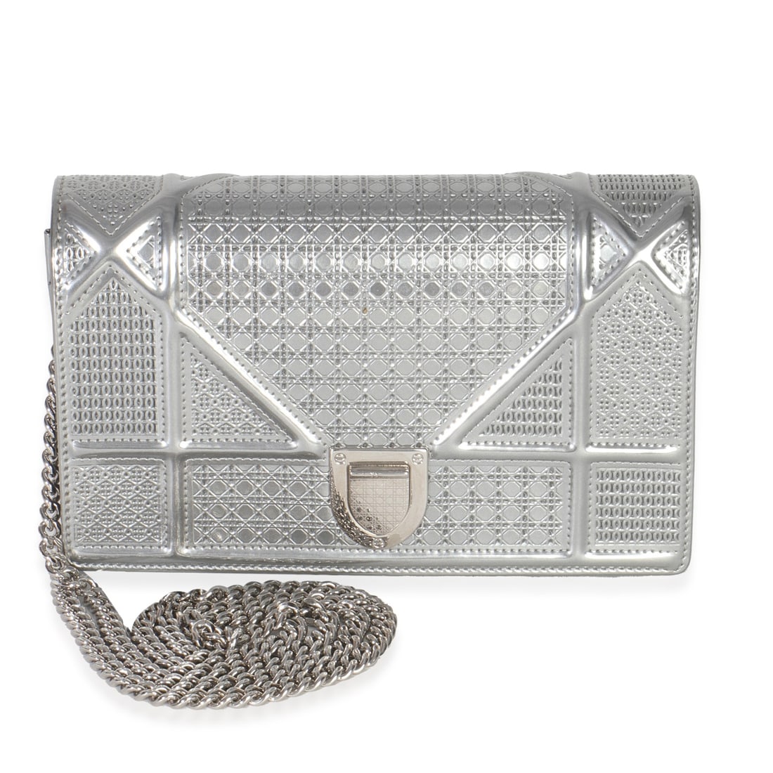 Dior Diorama Metallic Silver Patent Leather Wallet on Chain Shoulder Bag (1 of 9)
