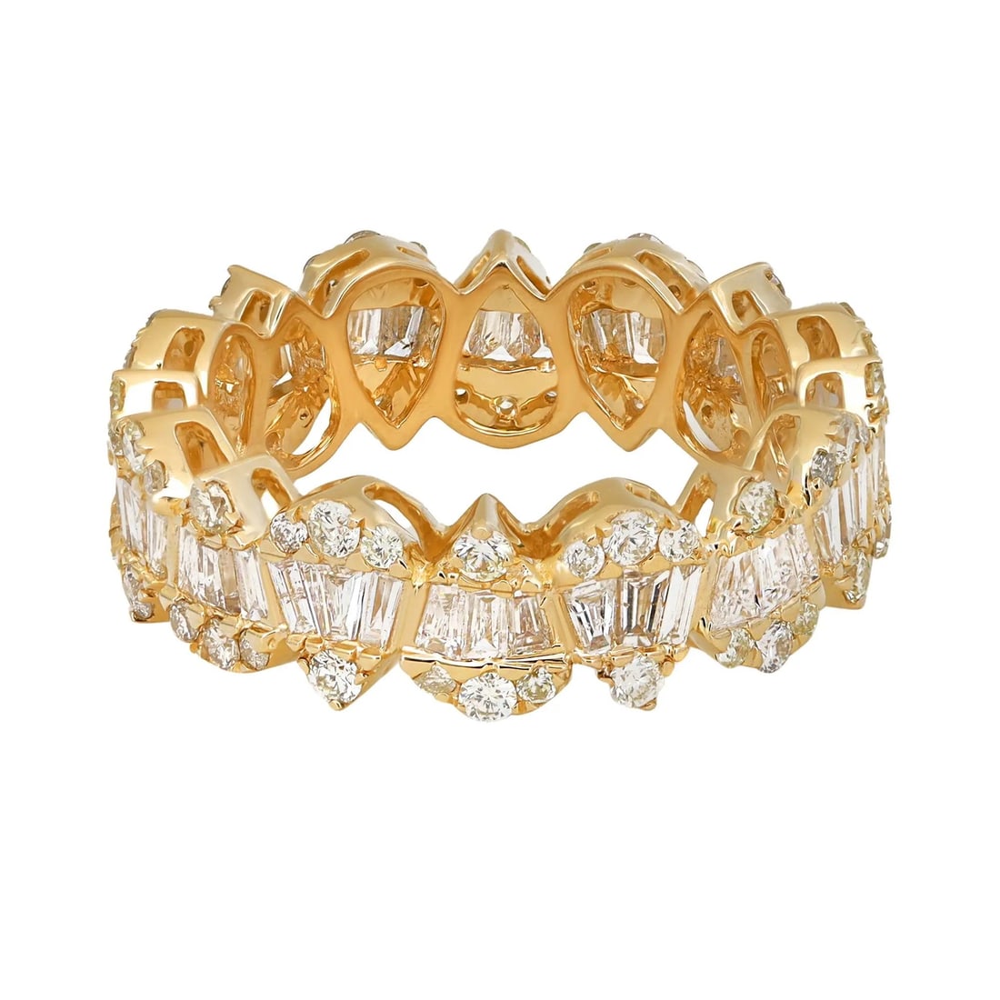 Rachel Koen 14K Yellow Gold Diamond Eternity Band 2.12 Ctw: Rachel Koen 14K Yellow Gold Diamond Eternity Band 2.12 Ctw This exquisite eternity band ring is a stunning expression of elegance, crafted from 14K yellow gold. It showcases a beautiful blend of bague