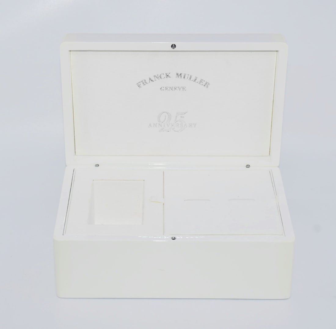Franck Muller 25th Anniversary Presentation Box 10x7x5 Inches Authentic: Franck Muller 25th Anniversary Presentation Box 10x7x5 Inches Authentic Discover the Franck Muller 25th Anniversary Presentation Box, a perfect accessory for any watch enthusiast. This authentic box i