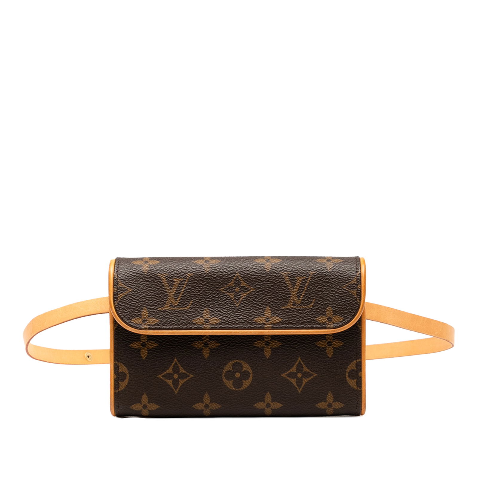 Monogram Canvas Pochette Florentine Bag by Louis Vuitton with Leather Strap: Monogram Canvas Pochette Florentine Bag by Louis Vuitton with Leather Strap The Louis Vuitton Monogram Pochette Florentine features a classic monogram canvas body paired with a flat vachetta leather s
