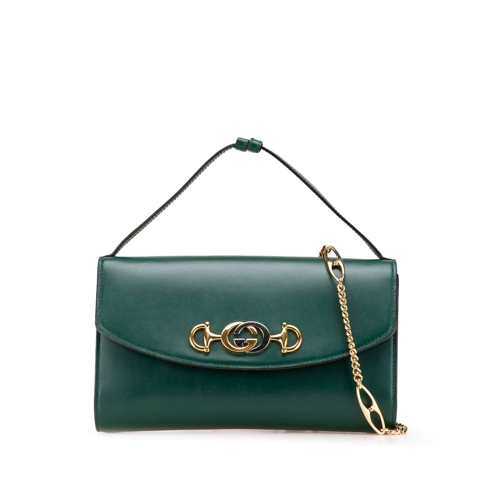 Gucci Green Leather Small Zumi Satchel with Gold-tone Chain (1 of 16)