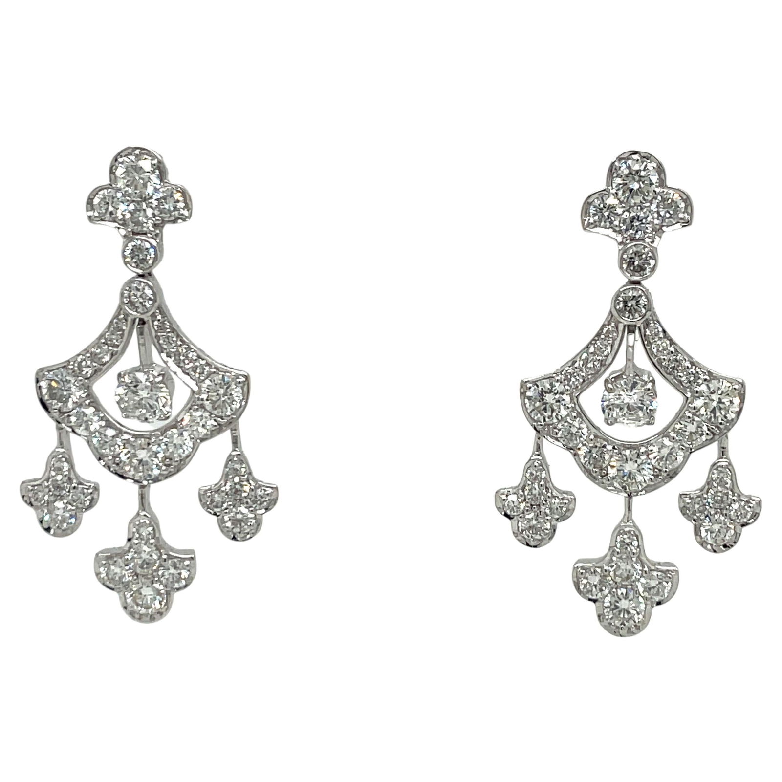 Harbor Diamonds 18K White Gold Dangle Earrings 3.98ct Diamond (1 of 10)